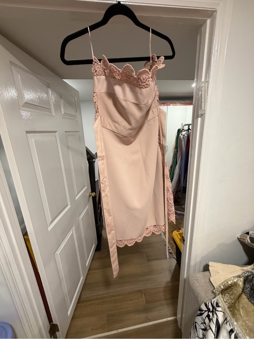Alberta Ferretti Blush Pink Lace-Trim Mini Slip Dress
